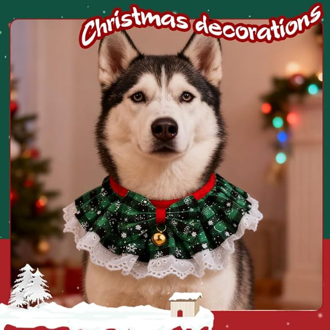 Dog and Cat Christmas Bandana Pet Food Bib Scarf Holiday Pet Bandanas for Dogs Cats Droop Bib Boy Girl Cat Festive Christmas Outfit for Pets Eating Scarf Adjustable Dog Neck Bandana Cat Xmas Costume