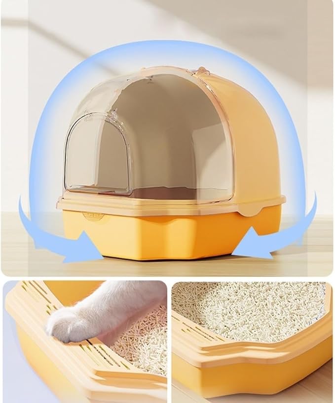 Pet Supplies, Enclosed Cat Litter Box with Door, Large Anti-Splash Toilet for Cats(Green)