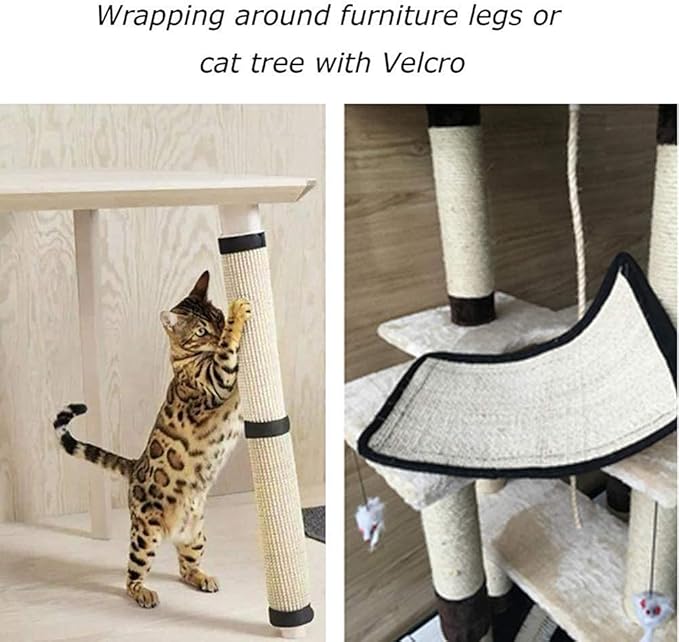 Natural Sisal Cat Scratching Pad & Furniture Protectors - Cat Scratcher Mat for Sofa, Couch, Chair & Wall Carpets
