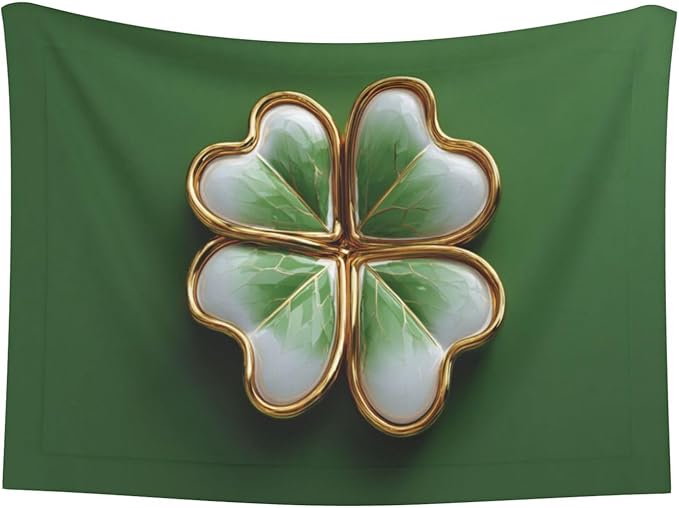 Cat Dog Blanket Cartoon Clover Leaf with Gold Rim Ultra Soft Warming Mat for Indoor Pet Beds Furniture 27.6 X 19.7inch