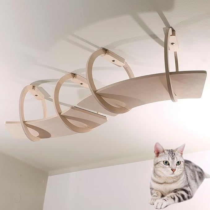 Wooden Cat Shelves for Wall, Cat Bridge, Sky Corridor, DIY Freedom Assembly, 2 Pcs