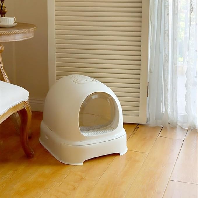 Pet Supplies, Enclosed Hooded Cat Litter Box with Handle,Portable Privacy Drawer Toilet(Blue)