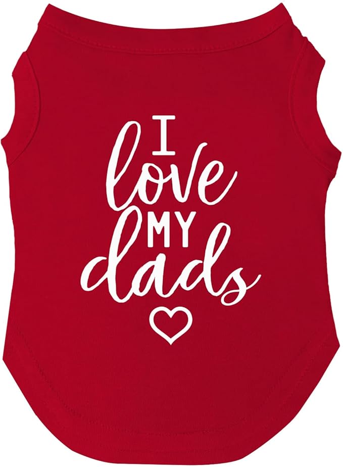 I Love My Dads (Two) Father's Day Dog Tee Shirt | Sleeveless | Sizes for All Ages and Breeds | Pride Day | LGBTQ+ | Rainbow | Parade |Red, X-Large 176