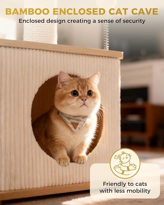 Modern Cat Tree for Indoor Cats, Nordic Loft Style, Cat Tower for Kitten with Sisal Scratching Posts, Soft Padded Beds & Cozy Condos, Floor-Mounted for Kittens & Adult Cats