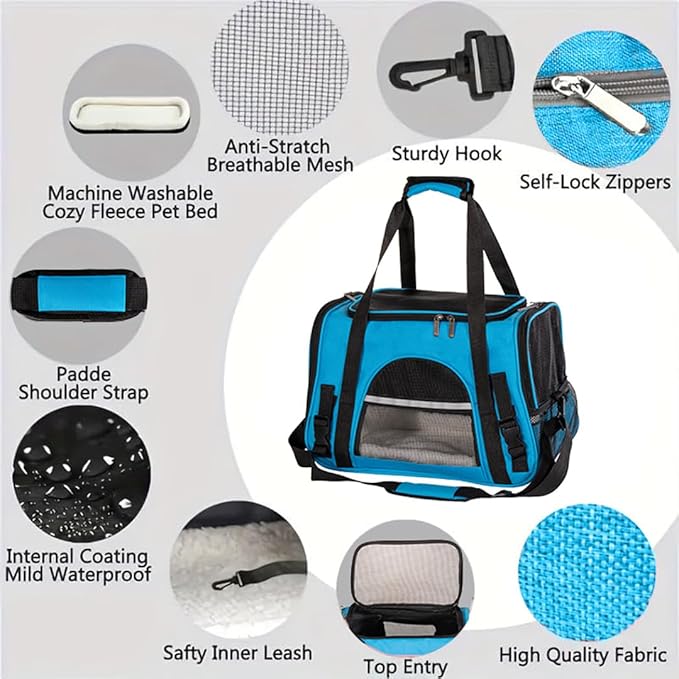 Cat Carriers, Dog Carriers, Pet Carriers – Airline-Approved Soft-Sided Bag for Cats & Small Dogs (Up to 15 lb), Foldable, Breathable Mesh, Privacy Cover, Washable & Lightweight