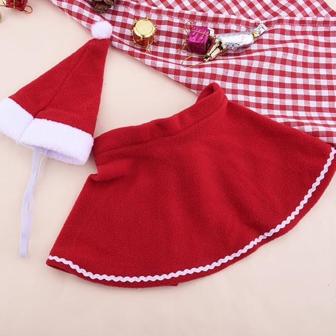 Pet Clothes for Cats Christmas Small Dog Costume Cape Shawl Christmas Hat for Rabbit Cat Holiday Outfit Apparel Dog Small Red Cloak Cat Santa Claus Suit Puppies Accessories Cap Pet Costume Photo Props