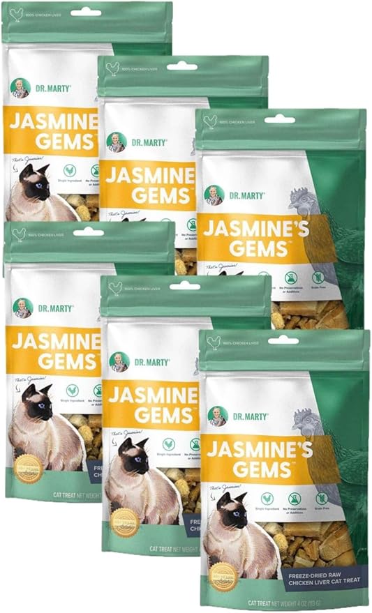 Dr. Marty Jasmine’s Gems 100% Freeze-Dried Chicken Liver Cat Treat 4 oz (6 Pack)
