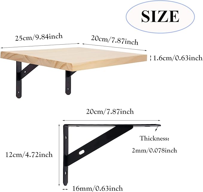 2 Pack Wall Mounted Cat Climbing Step Shelf Cat Hideaway Platform Climber Wooden Cat Step Cat Wall Furniture for Indoor Cat Playing Jumping Lounging 7.87 x 9.84 Inch / 20 x 25cm