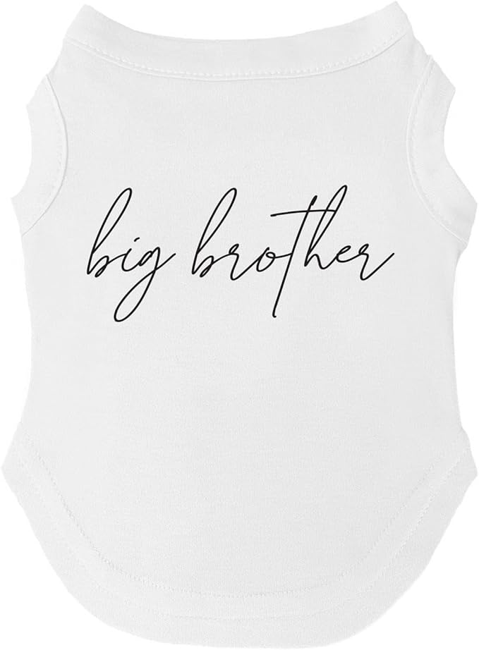 Big Brother Boho Gender Reveal/Baby Announcement Dog Tee Shirt | Sleeveless | Sizes for Puppies, Toys and Large Breeds (White, X-Large 774)