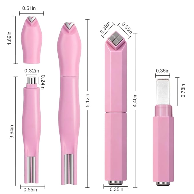 WOKOTO 2 PCS Nail Magnets For Nail Art Designs Tools For Nails, 3 In 1 And 4 In 1 Cat Eye Magnets Pen Sticks For Cat Eye Magnetic Nails, Heart, Grid & French Nail Art Designs Nail Polish Magnet Set