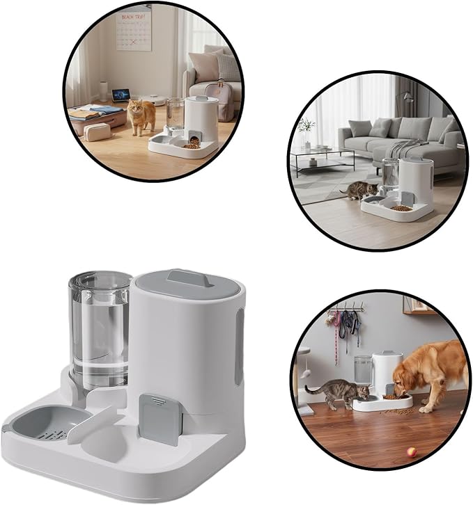 Automatic Pet Feeder and Water Dispenser for Cats and Dogs with Large Capacity Food Water Station