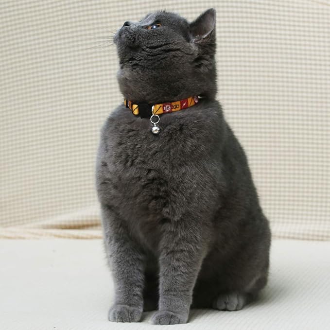 2PCS Breakaway Cat Collar with Cute Bell Adjustable Kitty Safety Collars Adjustable from 7-11 Inch (Red,Neck:7"-11")