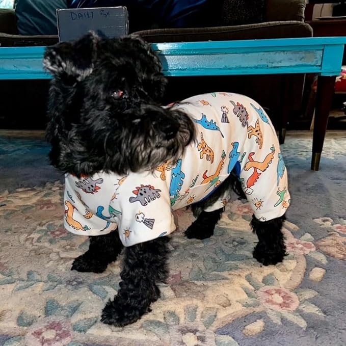 Dino Pet Pajamas Dog Jumpsuit Puppy Clothes, Cotton Pet Pajamas Kitten Soft Material Small Dog Onesie Cat Sweater Puppy Pjs Chihuahua Yorkie Onesie (Dino Pajamas, X-Large)