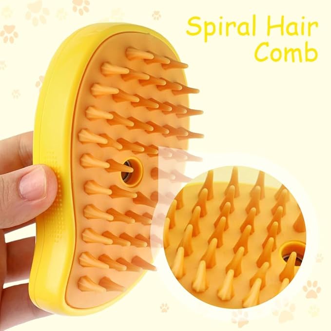 MangoMist 3-in-1 Cat & Dog Steam Brush – Self-Cleaning Pet Grooming comb for Shedding, Detangling & Massage – Steamy Hair Removal Brush for Cats & Dogs