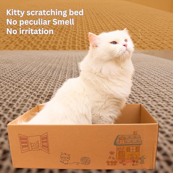 Cat Scratch Pad with Box 5 in 1, Cardboard Cat Scratcher, Cat Scratcher Cardboard, Scratching Pads for Indoor Cats, Cat Scratching Post Reversible Cat Scratching Board (5 Pack with Box)