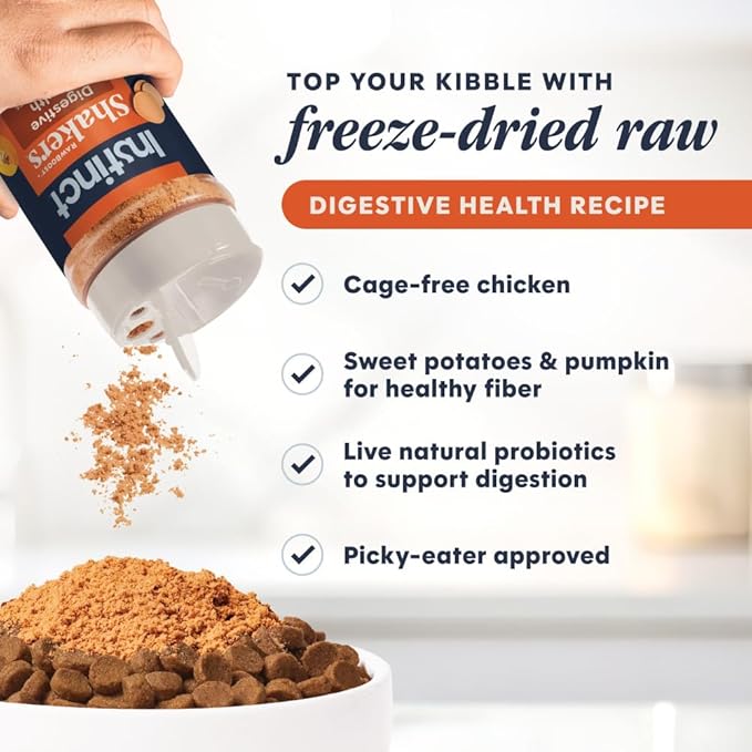 Instinct Raw Boost Shakers, Freeze-Dried Powder, Cat Food Topper, Chicken - Gut Health, 5.5 oz. Bottle