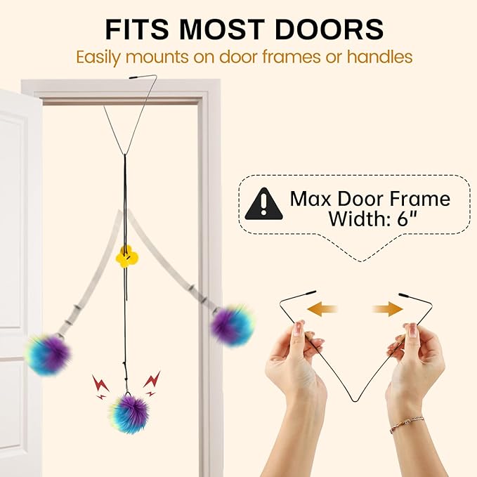 Interactive Cat Toys for Indoor Cats, Fun Self-Play Hanging Door Toy for Kitten, 2 Pack Door Hanging Bird Toy with Squeaky Sound for Bored Indoor Adult & Kitten