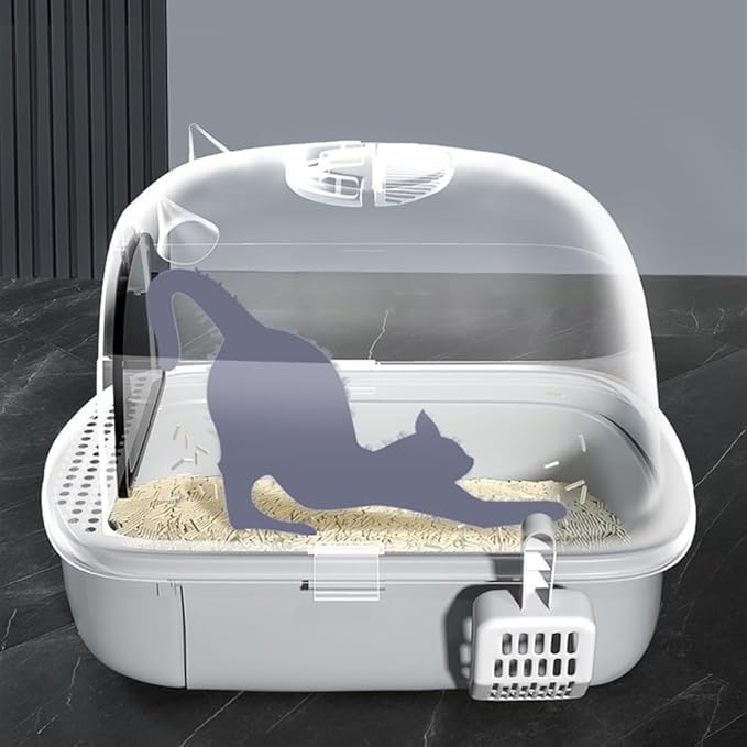 Pet Supplies, Enclosed Cat Litter Box with Scoop,Top Entry, Anti-Splash & Easy Clean(Green)