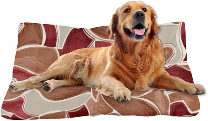 Brown Abstract Patterns Dog Bed Chew Proof Crate Mat Corner Dog Bed Abstract Floral Colors Rectangle Cat Non- Slip Bottom Friendly Furniture Multi- Scenario, Multi- Model Cat Pad Gift Printed Mats