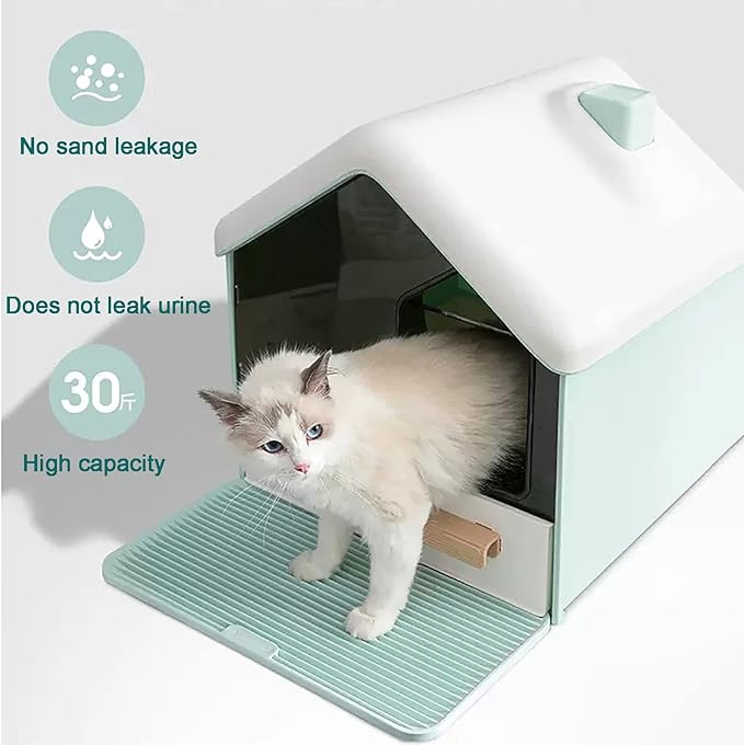 Cat Litter Box,Fully Enclosed Litter Box Holds Odors,Prevents Urine and Litter Leakage,Assembly Free,Easy to Clean Stylish Litter Box Furniture with Pull-Out Litter Tray and Litter Scoop ( Color : Gre