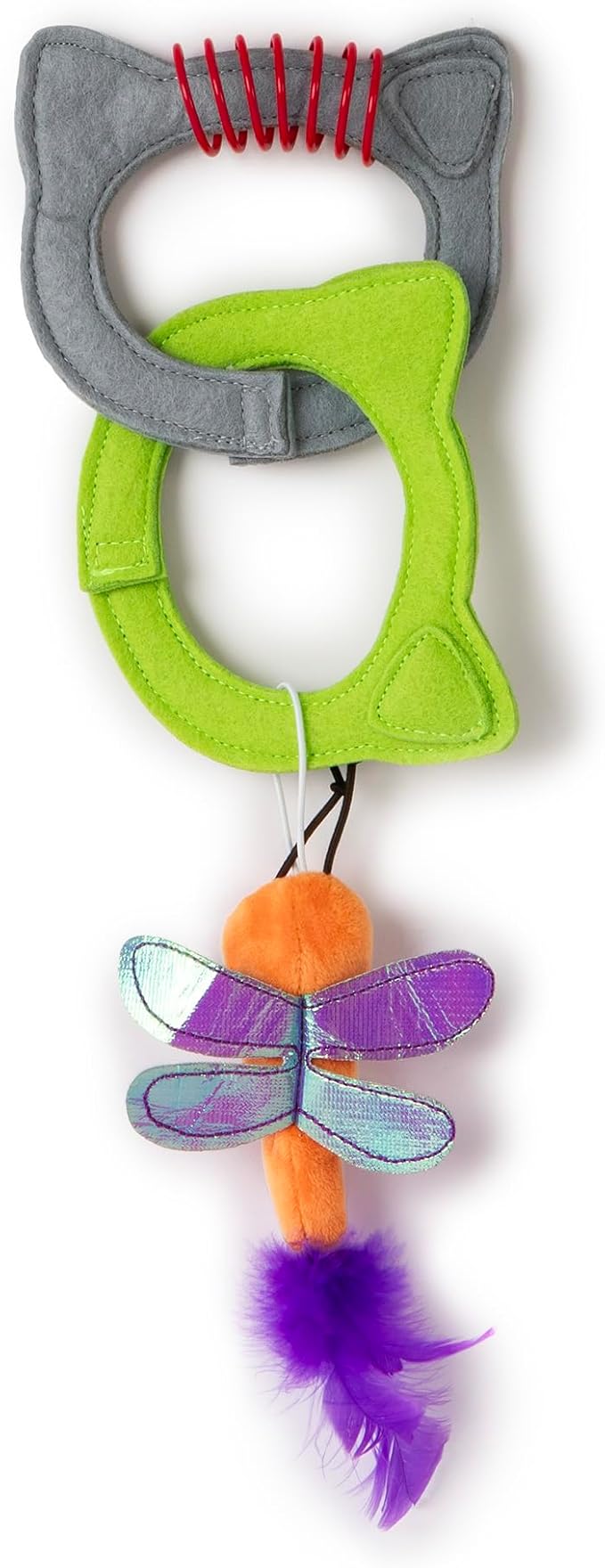 Kitty Connects Catnip Links Felt Rings Cat Toy| Modular Linkable Cat Toy Set with Plush Dragonfly & Spring | Interactive Catnip Play for Endless Fun