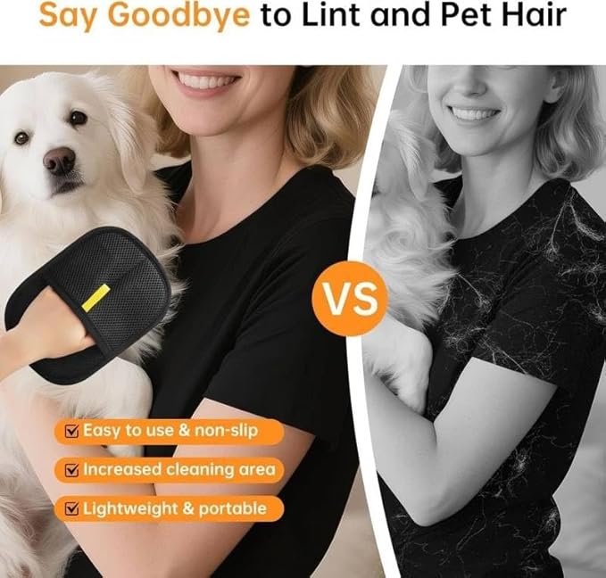 Pet Hair Removal Glove for Dogs & Cats, Upgraded Thickened Grooming Glove, Reusable Lint Remover for Furniture, Couch, Clothes & Car Seats, Gentle Deshedding Brush for Easy Pet Grooming
