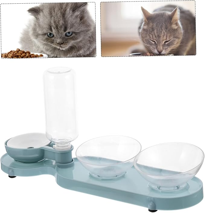 COLLBATH Automatic Cat Water Feeder 2 Tilt Bowls 500ml Pet Feeder Bowl Pet Water Dispenser for Cats