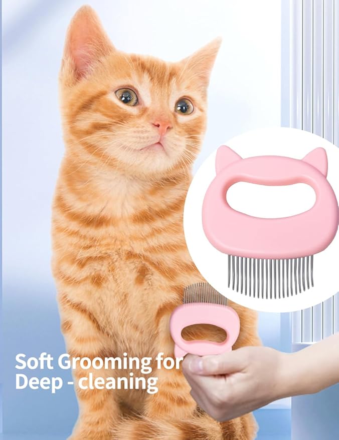 Cat Comb Pet,Short Hair Removal Massaging Shell Comb Long Hair Removal Soft Deshedding Brush, Grooming And Shedding Matted Fur Remover Massage Dematting Tool for Dog Puppy Rabbit（Pink）