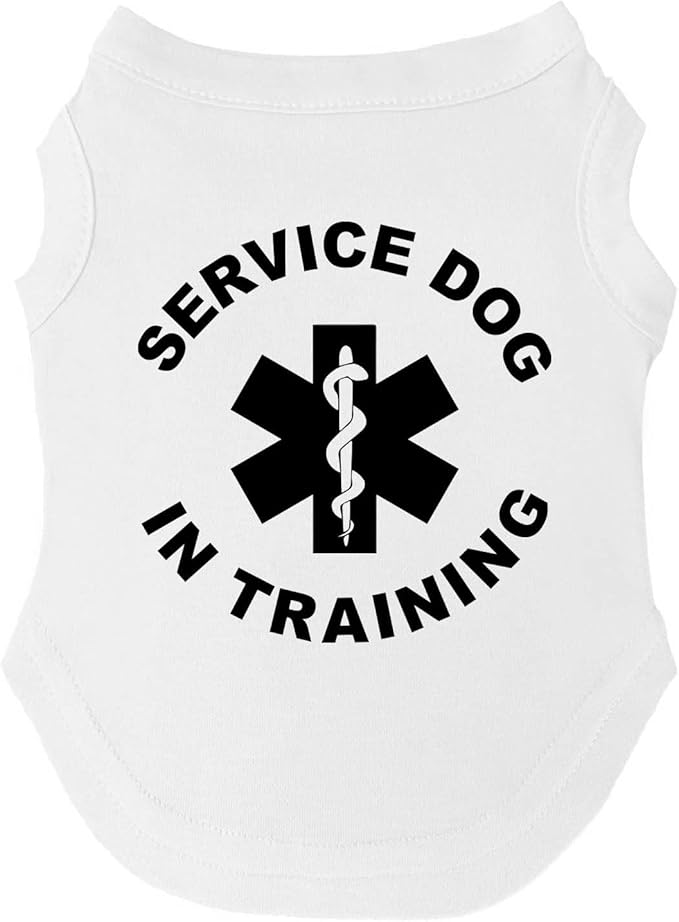 Service Dog in Training Dog Sleeveless Tee Shirt | All Ages and Breeds Sizes | Emotional Support Animal |White, Large (1239)