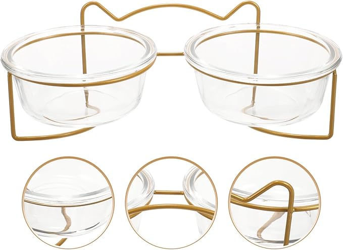 GALPADA Elevated Double Pet Feeder Set with Ceramic Bowls and White Metal Stand, Inclined Raised Cat and Dog Food Bowls for Indoor Feeding and Watering