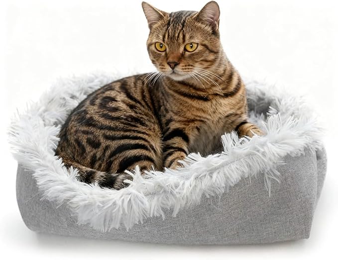 FAMILY'S BACKYARD Cat Bed for Indoor Cats,Foldable, Dual-Style Warm Pet Bed, Suitable for Individual Cats and Small Dogs.Dog beds for Small Dogs，Size:23.62 * 19.69 * 1.18inch.