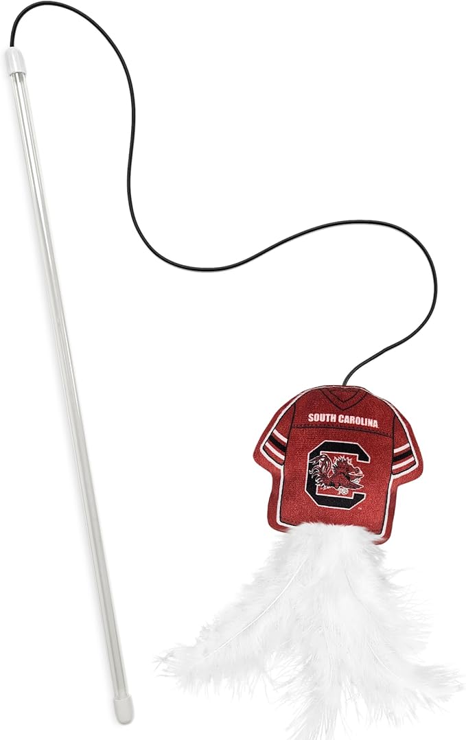 NCAA South Carolina Gamecocks Team Jersey Wand with CAT NIP, Cat Toy Jersey Shaped Plush Teaser Toy for Cats & Kittens - Interactive Pet Toy for Play & Exercise