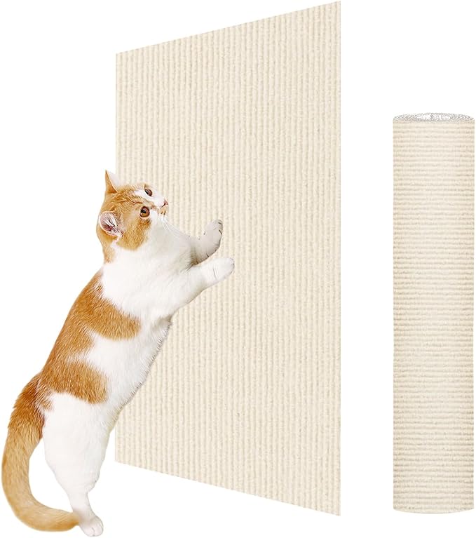 ENONCI 23.6x15.8 Cat Wall Scratcher Mat with Nano Tape,Anti Cats Scratch Furniture Couch Carpet Corner Protector for Indoor,Trimmable Cat Scratching Pad Board Sofa Replacement