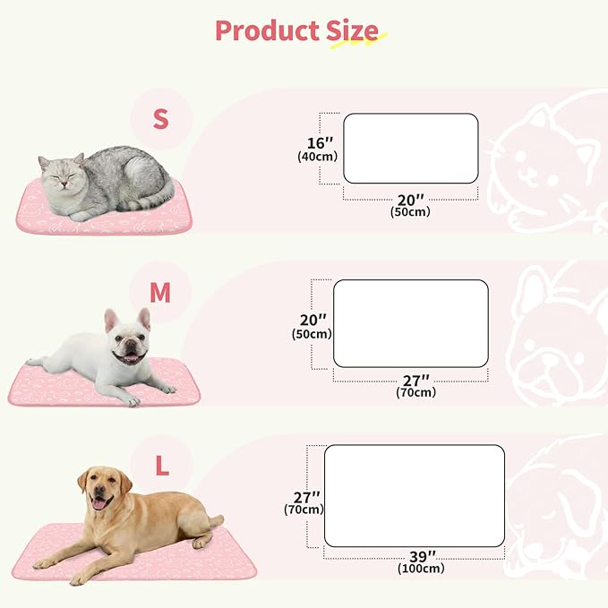 NWK Pack of 4 Pet Cooling Mat -Q-Max>0.345 Ice Silk Cooling Mat for Dogs & Cats Portable & Washable Pet Cooling Blanket, Car Seats, Beds for Summer (4pcs, Pink Cat, 20'' X 16'' X 0.3'')