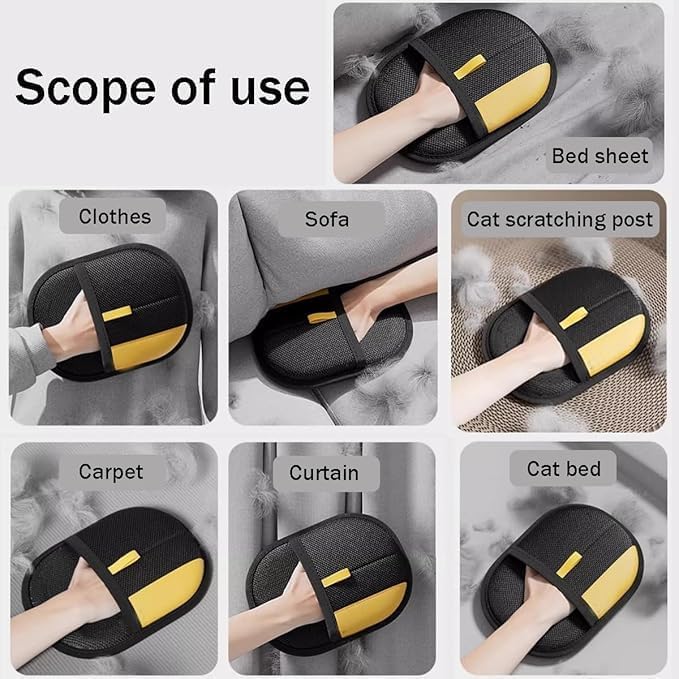 2-in-1 Electrostatic Pet Grooming & Hair Removal Glove, Double-Sided Design for Cats & Dogs, Upgraded Static Technology, Works on Carpet/Sofa/Clothing, Pet Care Tool