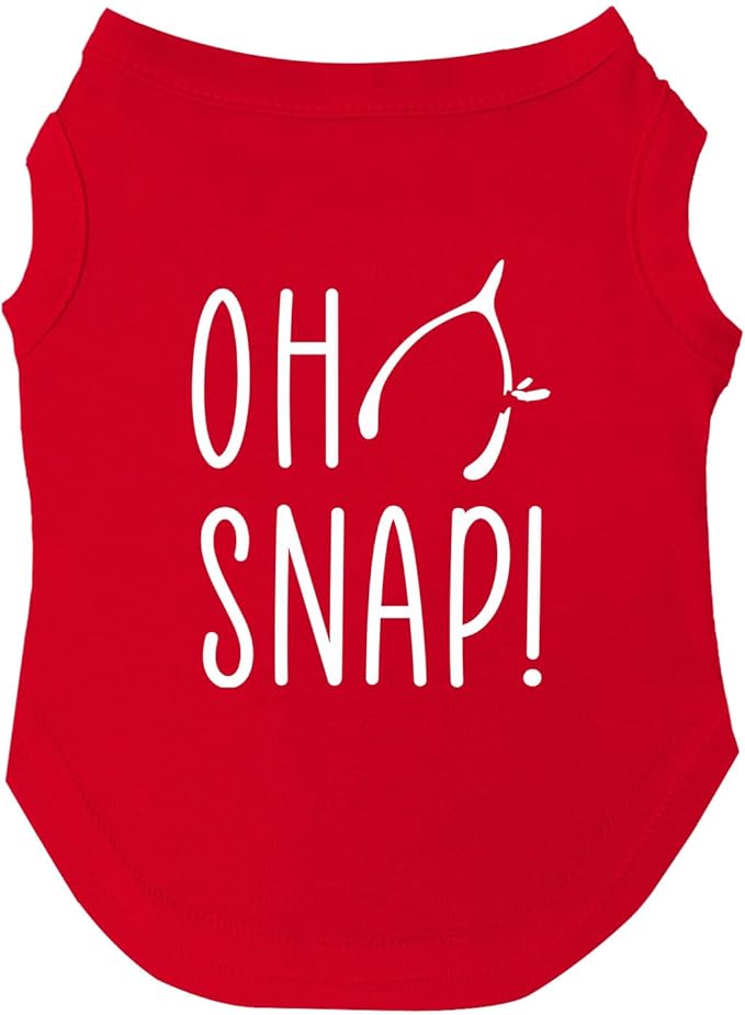 Oh, Snap! Dog Tee Shirt | Sleeveless Breeds | Wishbone | Funny Thanksgiving | Fall | Turkey Day |Red, Small 345