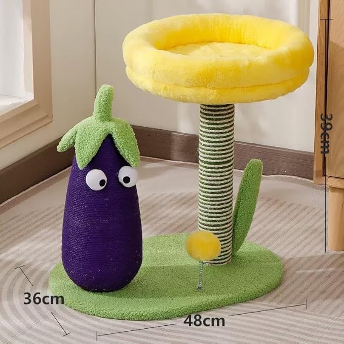 PW CO Designer Eggplant Cat Lounge – Sculptural Aesthetic Furniture – Premium High-Density Scratcher & Ergonomic Pet Bed for Modern Interiors