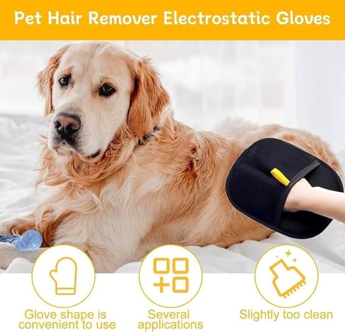 Pet Hair Removal Glove for Dogs & Cats, Upgraded Thickened Grooming Glove, Reusable Lint Remover for Furniture, Couch, Clothes & Car Seats, Gentle Deshedding Brush for Easy Pet Grooming
