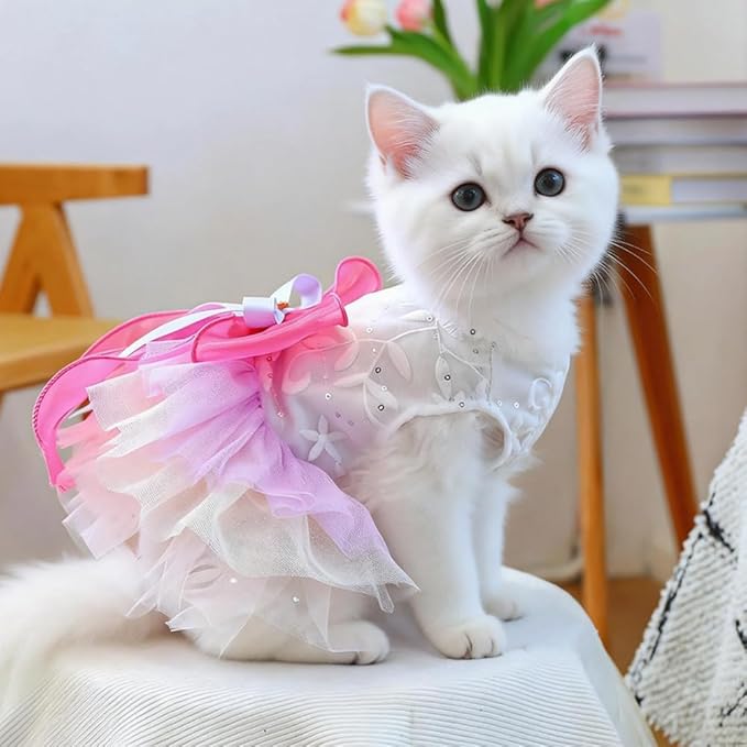 ANIAC Fancy Small Dog Dress, Bow Knot Girl Puppy Clothes, Cat Princess Dress, Spring Dog Clothes Female, Formal Pet Pary Outfit for Wedding Birthday Valentines (Red Bow, X-Large)