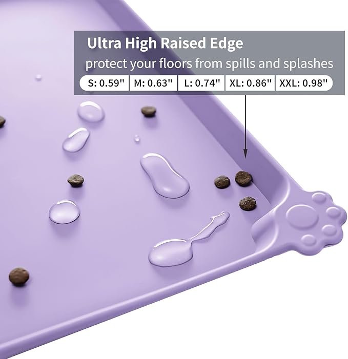 Reopet Waterproof Pet Feeding Mat, Non-Slip Silicone Placemats for Dog Cat Food and Water Bowl, High Raised Edges to Prevent Spills and Protect Floors