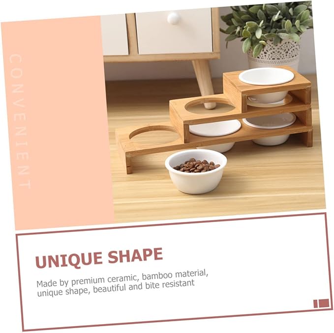 1set Elevated Ceramic Cat Bowl with Stand Convenient Multi-Function Feeding and Watering for Cats and Kittens Easy to Wear-Resistant Design
