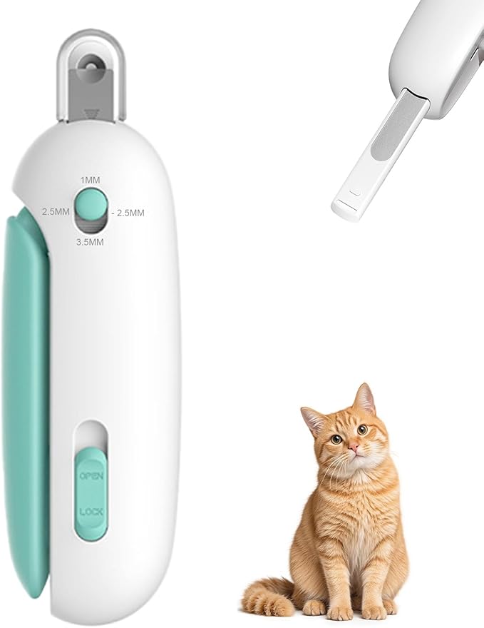 Wanheart Cat Nail Clipper with Safety Guard & Nail Catcher, Adjustable Cat Nail Trimmer with Hidden Nail File, Cat Claw Clippers for Indoor Cats Kittens Small Pets (Blue)