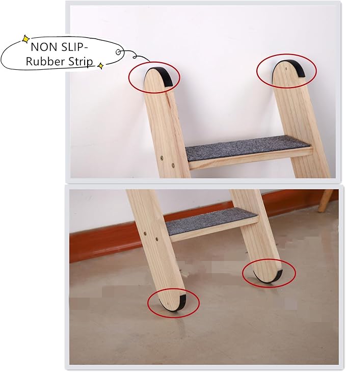 SHENGOCASE Solid Wood Wall Leaning Cat Ladder for Indoor Cats and Small Medium Dog, Stair Step for Window Bed, Wall Climbing Furniture (31.5")