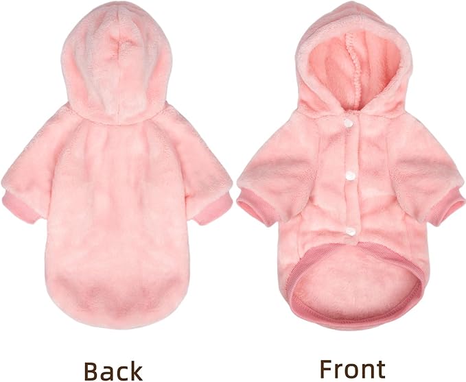FabriCastle Dog Hoodie Sweater for Small Dogs Boy and Girl, Dog Clothes XS XXS Puppy Sweatshirt, Pet Outfit, Cat Clothing Super Soft Warm Snap On Closure (Pink, Large)