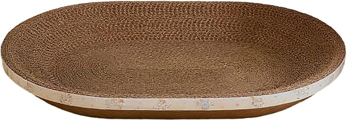 Oval Cat Cardboard Scratcher Bed, 2-in-1 Corrugated Cardboard Scratching Pad, Corrugated Lounge Couch Breathable Pet Scratch Pad for Small and Large Cats (Coffee)