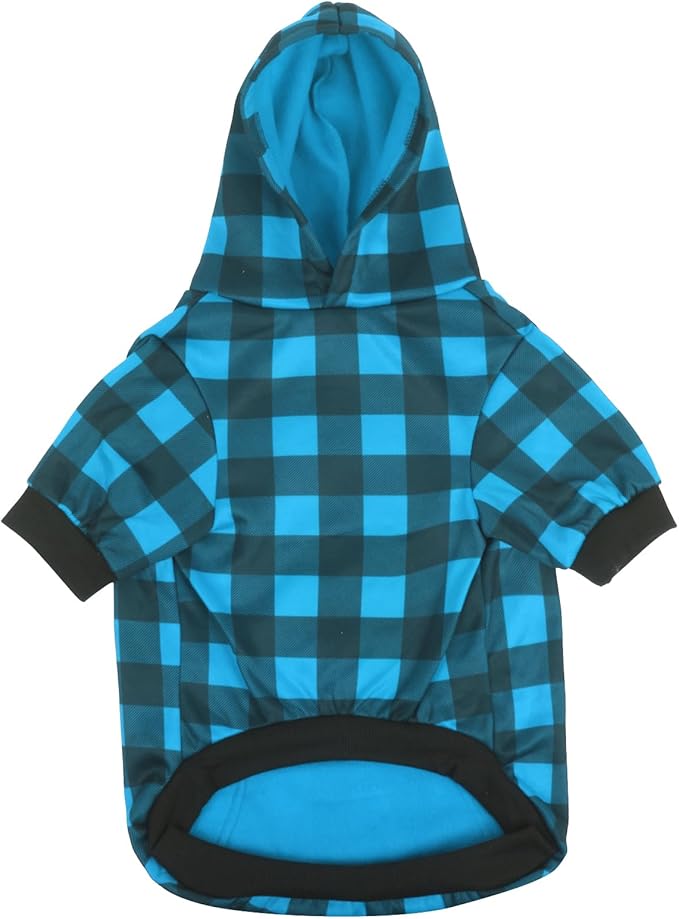 Plaid Dog Sweaters Hoodies Sweatshirts for Dogs Cats, Warm and Soft Cold Weater Coats for Christmas (Blue, XX-Large)