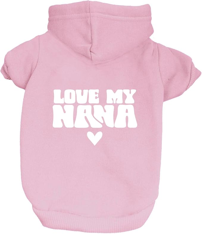Love My Nana Dog Hoodie | Fleece Lined |Leash Hole|%%|Baby Pink, 2X-Large 1344
