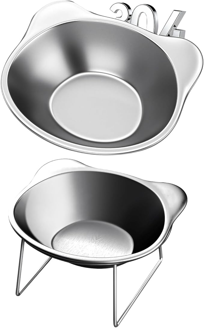 ordinarYone Elevated Cats Bowls Feeders Rustless Steel Bowl Stand with Weighted Base Feeding & Watering Pet Supply
