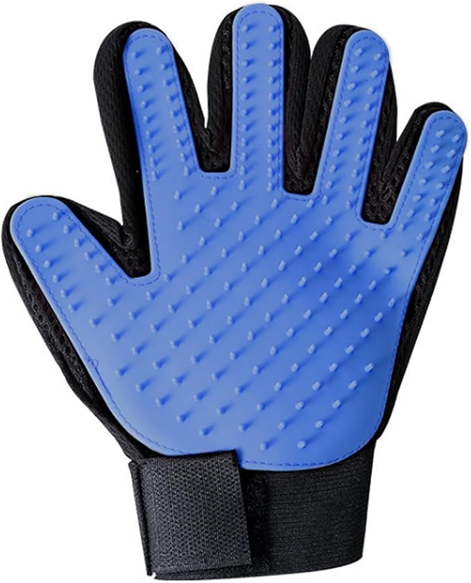 Pet Grooming Glove for Dogs & Cats – Hair Remover Brush, Deshedding Mitt with Soft Silicone Tips, Gentle Massage & Easy Fur Removal for Short & Long Hair Pets (Blue)