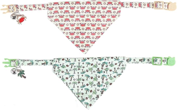 Cat Collar Breakaway with Cute Bandana and Bell Accessories for Kitty Adjustable Safety